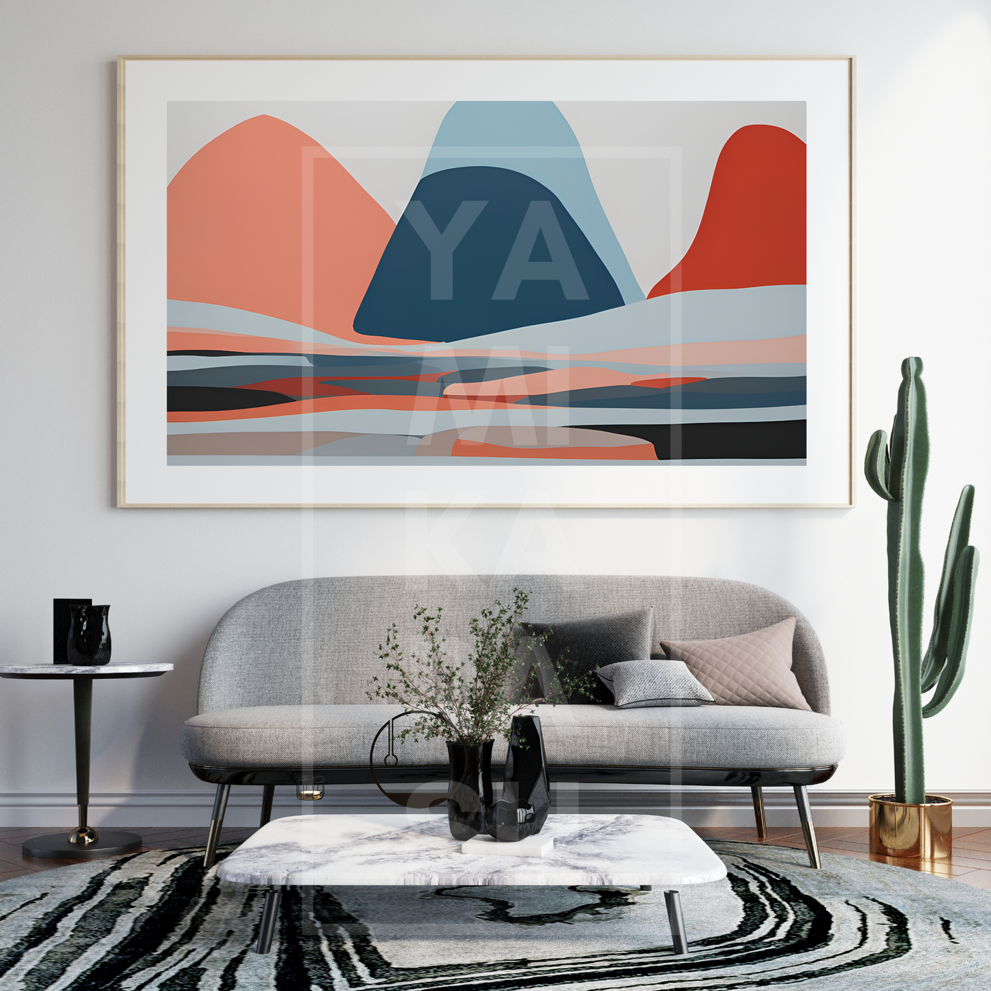 Original Geometric Abstract Art - Vibrant Landscape Design