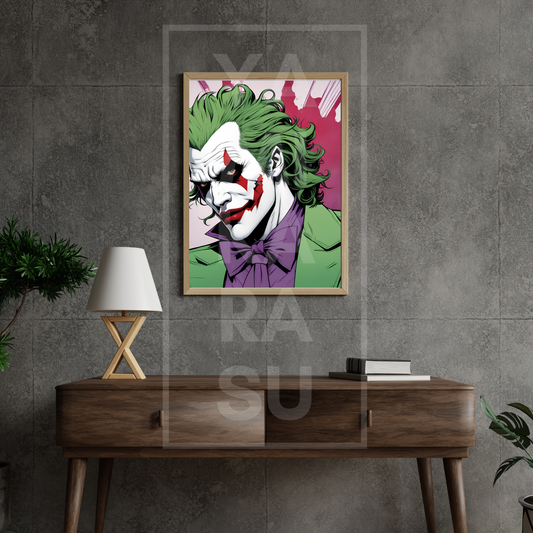 Joker Comic Style Art Print with High-Contrast Colors – Wall Décor