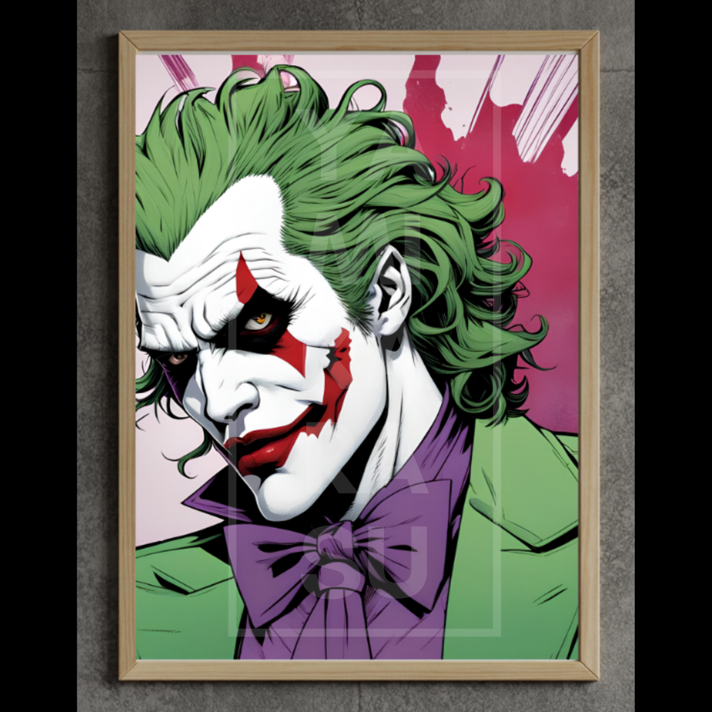 Joker Comic Style Art Print with High-Contrast Colors – Wall Décor